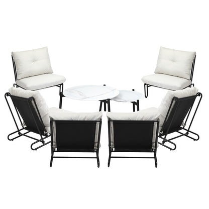 Livsip 8PCS Outdoor Sofa Set Nesting Coffee Table with Chairs Beige-Outdoor Sofa Set-PEROZ Accessories