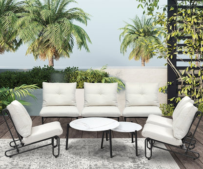 Livsip 8PCS Outdoor Sofa Set Nesting Coffee Table with Chairs Beige-Outdoor Sofa Set-PEROZ Accessories