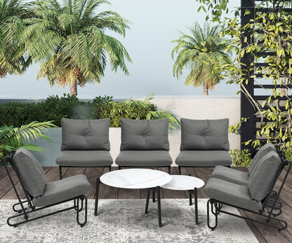 Livsip 8PCS Outdoor Sofa Set Nesting Coffee Table with Chairs Grey-Outdoor Sofa Set-PEROZ Accessories