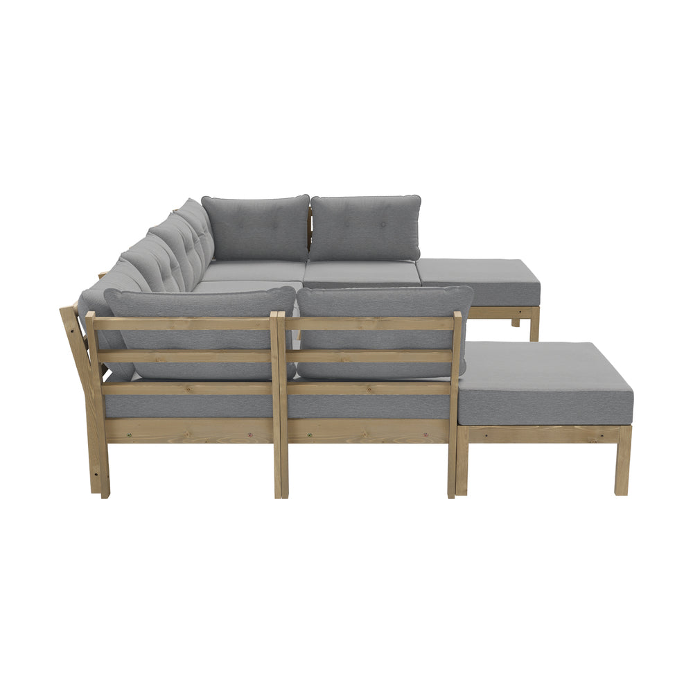 Livsip 9PCS Outdoor Sofa Set Lounge Setting Table Chair Grey-Outdoor Sofa Set-PEROZ Accessories