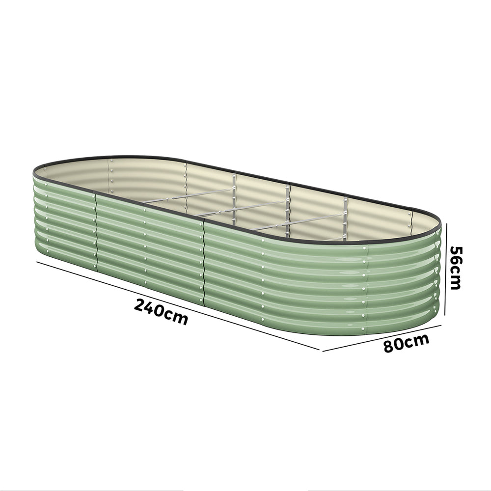 Livsip Garden Bed 240x80x56cm Planter Box Raised Container Galvanised Green-Garden Bed-PEROZ Accessories