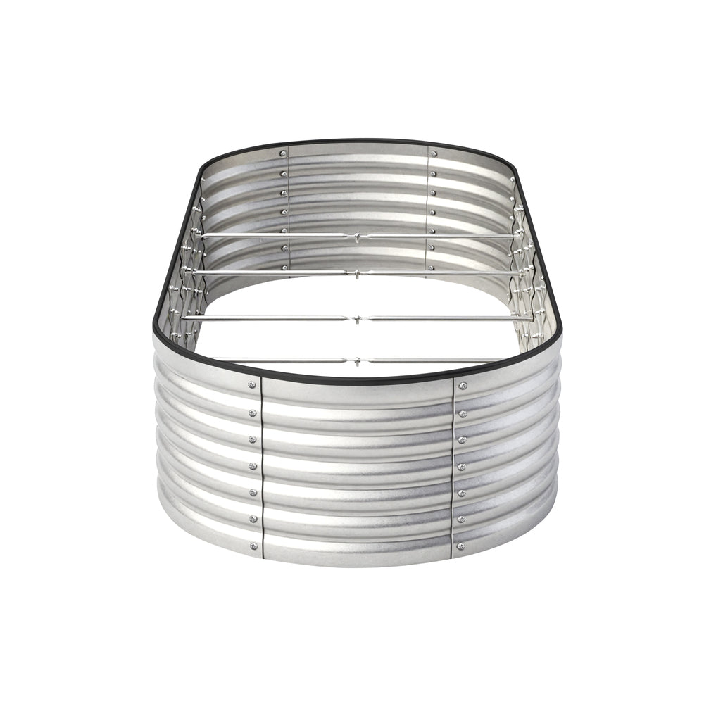 Livsip Garden Bed Oval Galvanised Steel Container 240x80x56cm Silver-Garden Bed-PEROZ Accessories