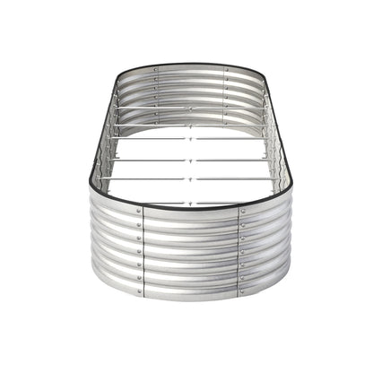 Livsip Garden Bed Oval Galvanised Steel Container 320x80x56cm Silver-Garden Bed-PEROZ Accessories