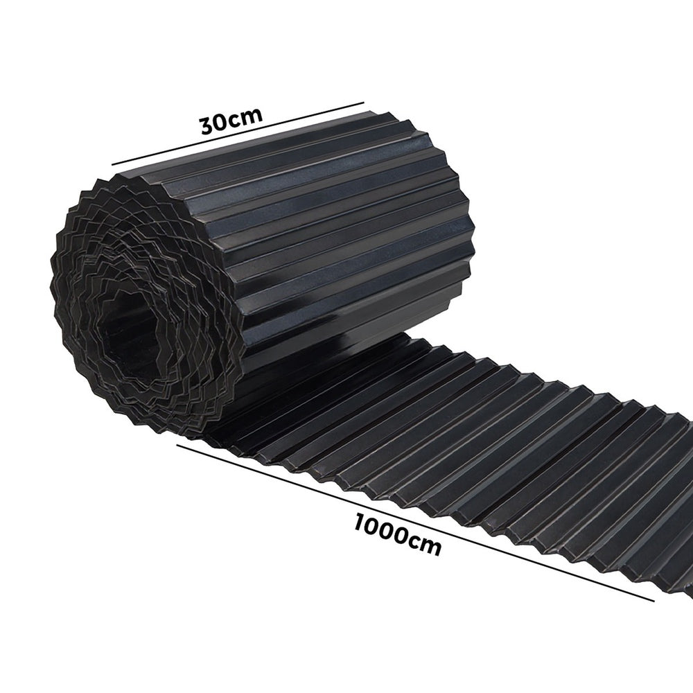Livsip Garden Edging 10mx30cm Lawn Edge Border Fence Steel Black-Garden Bed-PEROZ Accessories