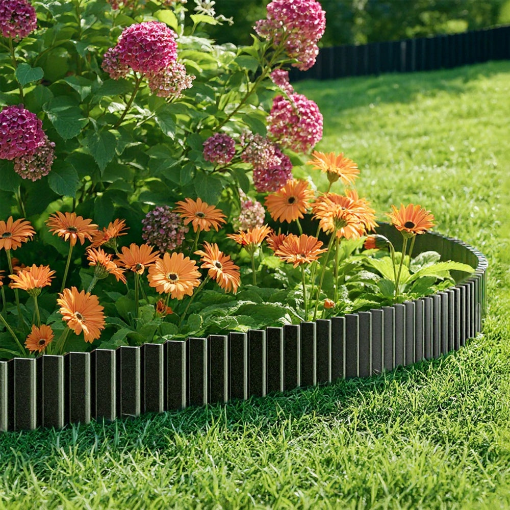 Livsip Garden Edging 20mx15cm Lawn Edge Border Fence Steel Black-Garden Bed-PEROZ Accessories