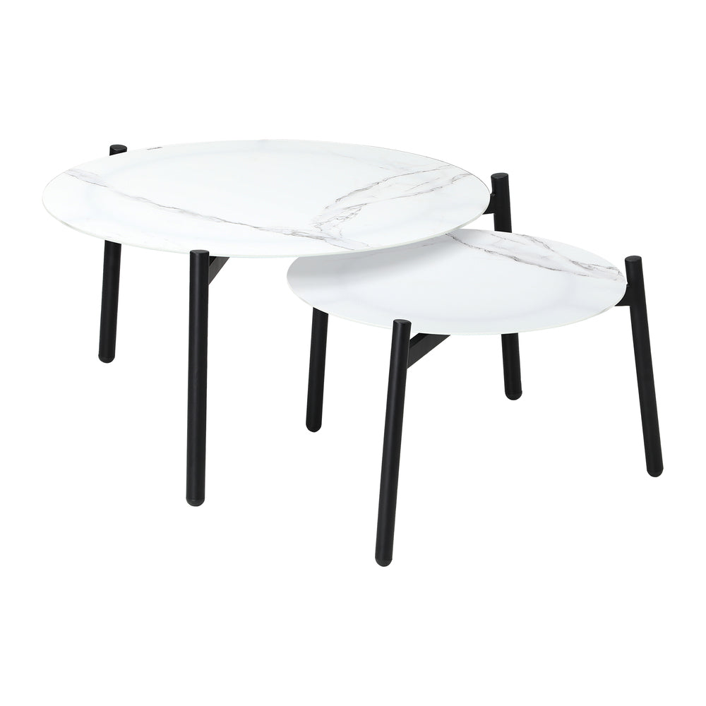 Livsip Outdoor Coffee Side Marble Table 50/70cm Set-Outdoor Table-PEROZ Accessories