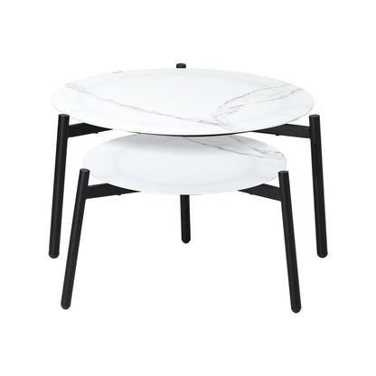 Livsip Outdoor Coffee Side Marble Table 50/70cm Set-Outdoor Table-PEROZ Accessories