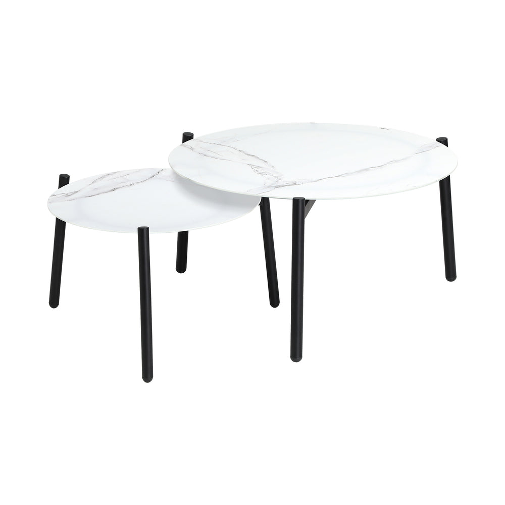 Livsip Outdoor Coffee Side Marble Table 50/70cm Set-Outdoor Table-PEROZ Accessories