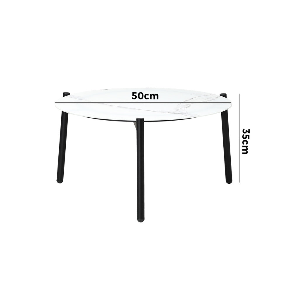 Livsip Outdoor Coffee Side Marble Table 50cm Round White-Outdoor Table-PEROZ Accessories