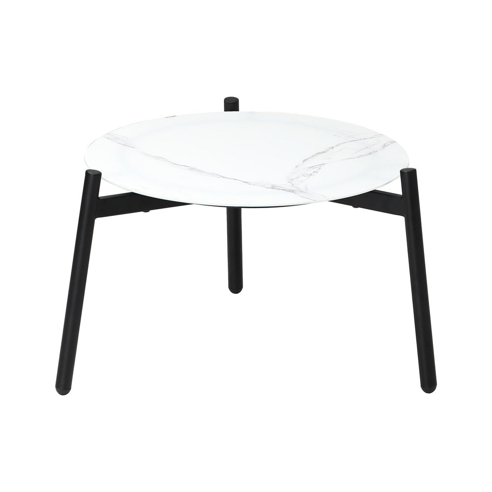 Livsip Outdoor Coffee Side Marble Table 70cm Round White-Outdoor Table-PEROZ Accessories