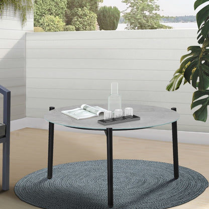 Livsip Outdoor Coffee Side Marble Table Desk 50cm Grey-Outdoor Table-PEROZ Accessories