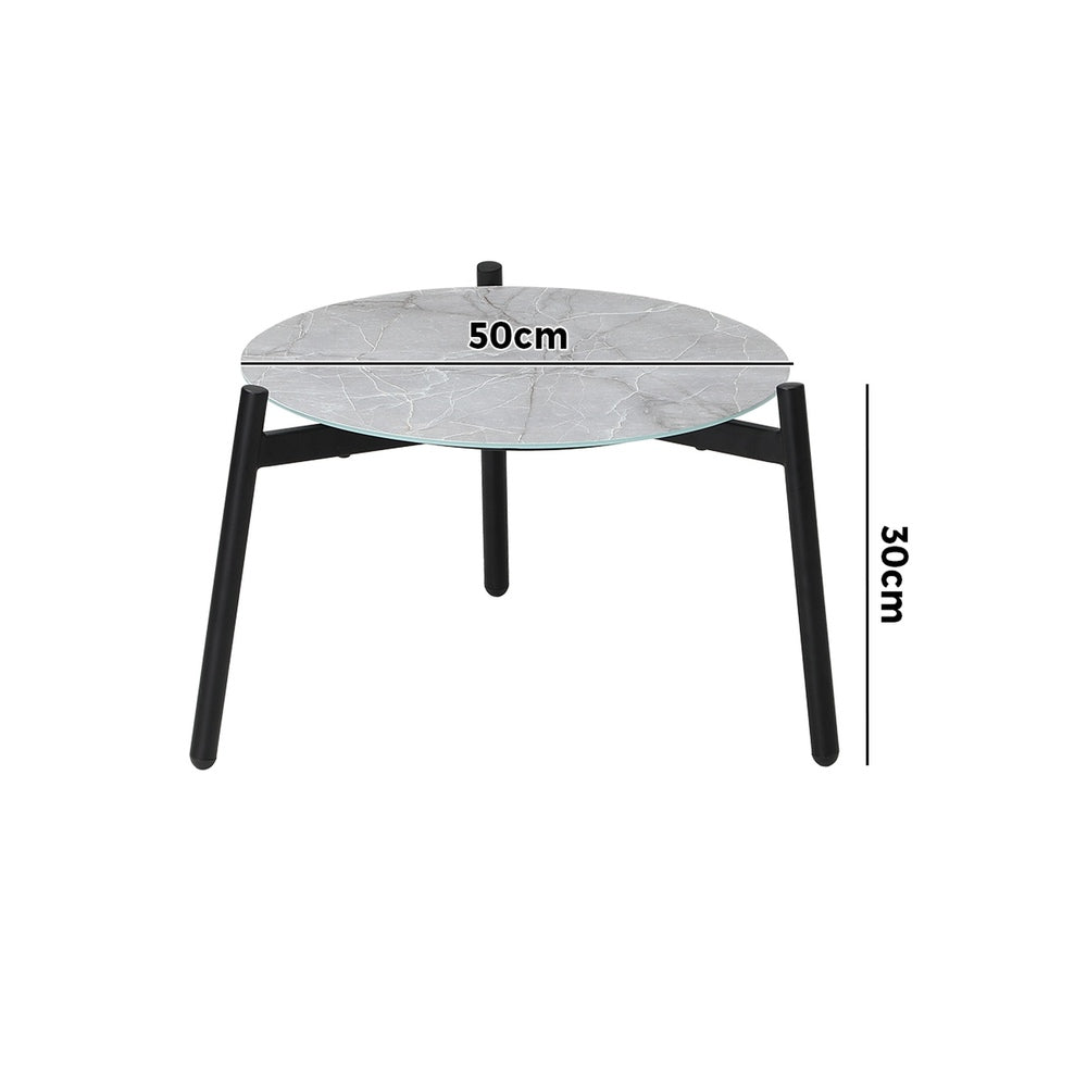 Livsip Outdoor Coffee Side Marble Table Desk 50cm Grey-Outdoor Table-PEROZ Accessories