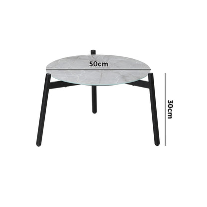 Livsip Outdoor Coffee Side Marble Table Desk 50cm Grey-Outdoor Table-PEROZ Accessories