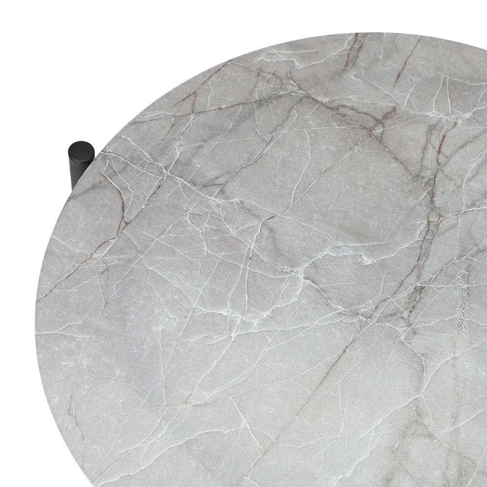 Livsip Outdoor Coffee Side Marble Table Desk 70cm Grey-Outdoor Table-PEROZ Accessories