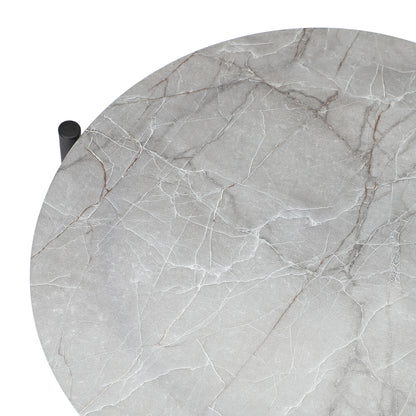 Livsip Outdoor Coffee Side Marble Table Set Grey 2PC-Outdoor Table-PEROZ Accessories