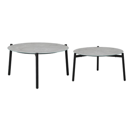 Livsip Outdoor Coffee Side Marble Table Set Grey 2PC-Outdoor Table-PEROZ Accessories