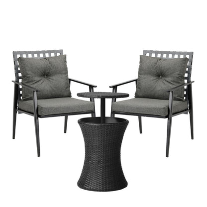 Livsip Outdoor Furniture Setting Ice Bucket Black Table 2 Seater-Outdoor Patio Set-PEROZ Accessories