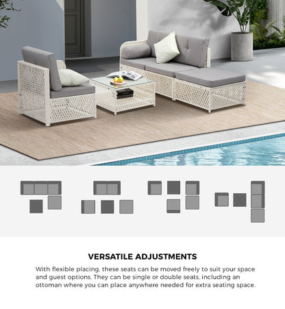 Livsip Outdoor Furniture Sofa Set 5PCS Wicker Lounge Setting-Outdoor Sofa Set-PEROZ Accessories
