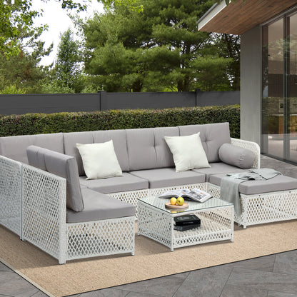 Livsip Outdoor Furniture Sofa Set 7-Piece Wicker Lounge Setting-Outdoor Sofa Set-PEROZ Accessories