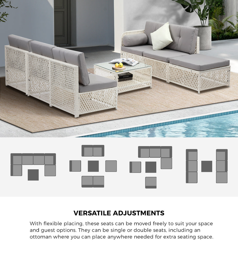 Livsip Outdoor Furniture Sofa Set 7-Piece Wicker Lounge Setting-Outdoor Sofa Set-PEROZ Accessories