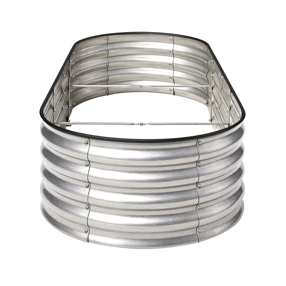 Livsip Outdoor Garden Bed Oval Galvanised Steel 240x80x42cm Silver-Garden Bed-PEROZ Accessories