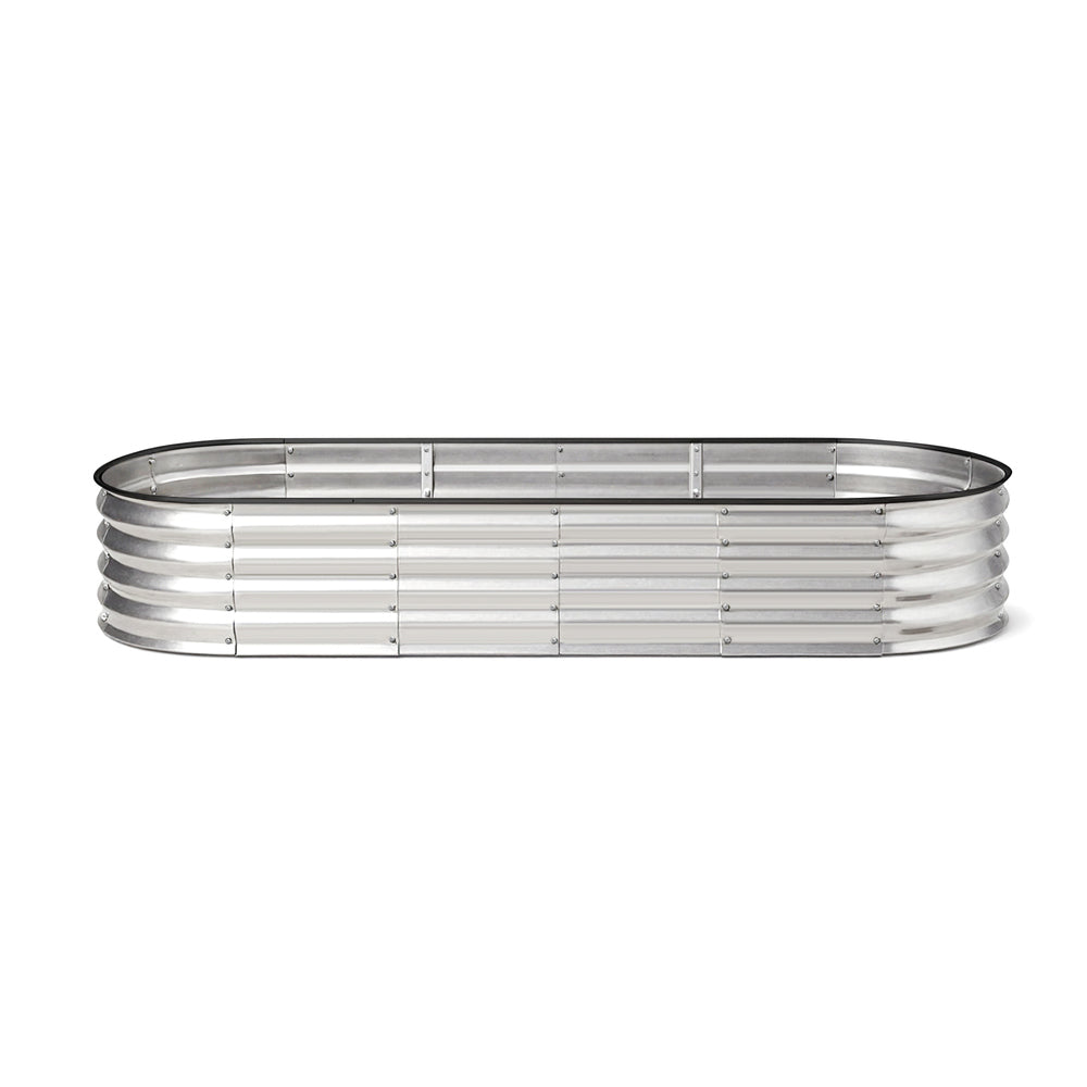 Livsip Outdoor Garden Bed Oval Galvanised Steel 240x80x42cm Silver-Garden Bed-PEROZ Accessories