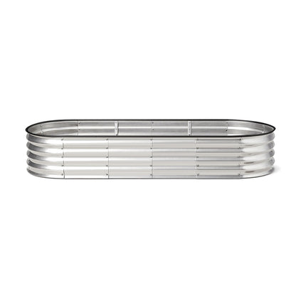 Livsip Outdoor Garden Bed Oval Galvanised Steel 240x80x42cm Silver-Garden Bed-PEROZ Accessories