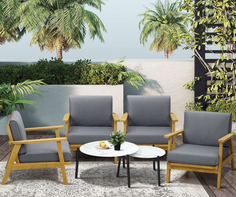 Livsip Outdoor Lounge Set 2pc White Coffee Side Table Sets with Chairs-Outdoor Patio Set-PEROZ Accessories