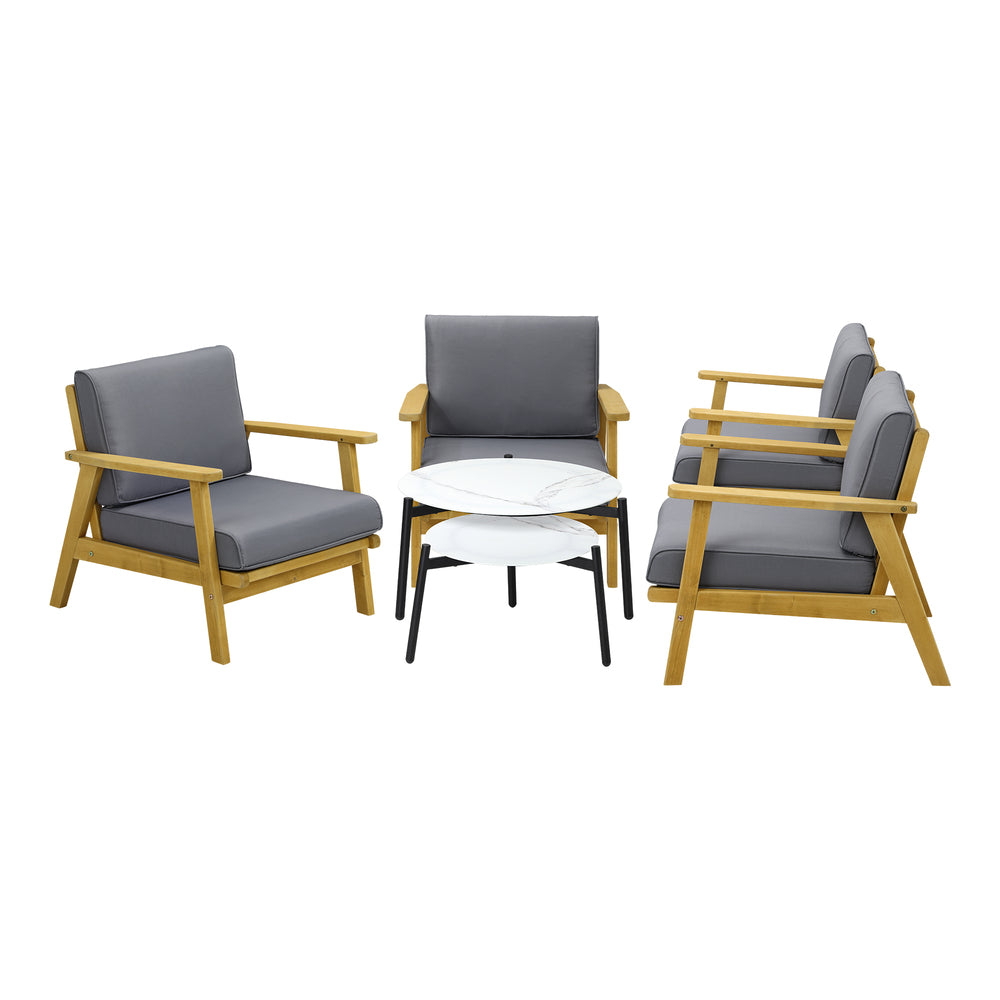 Livsip Outdoor Lounge Set 2pc White Coffee Side Table Sets with Chairs-Outdoor Patio Set-PEROZ Accessories