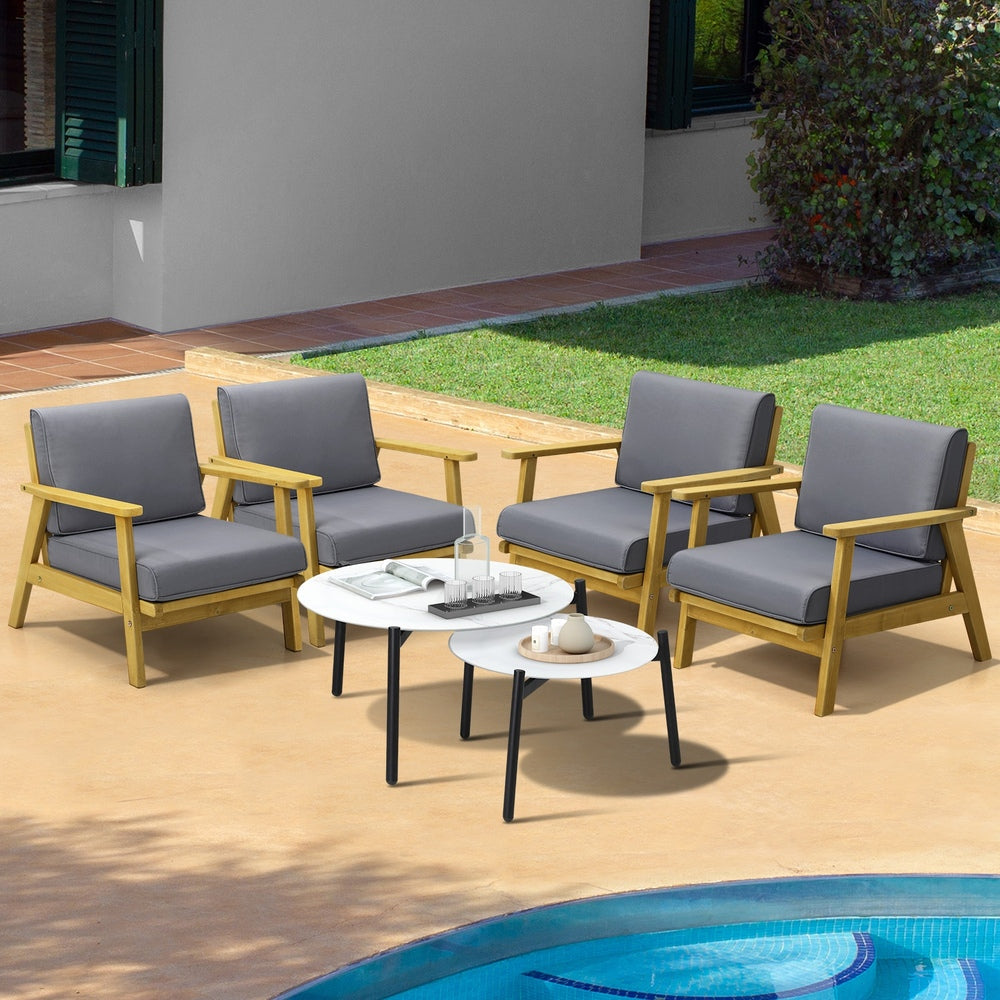 Livsip Outdoor Lounge Set 2pc White Coffee Side Table Sets with Chairs-Outdoor Patio Set-PEROZ Accessories