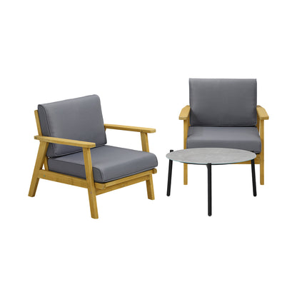 Livsip Outdoor Lounge Set 3PCS 70cm Grey Coffee Side Table-Outdoor Patio Set-PEROZ Accessories