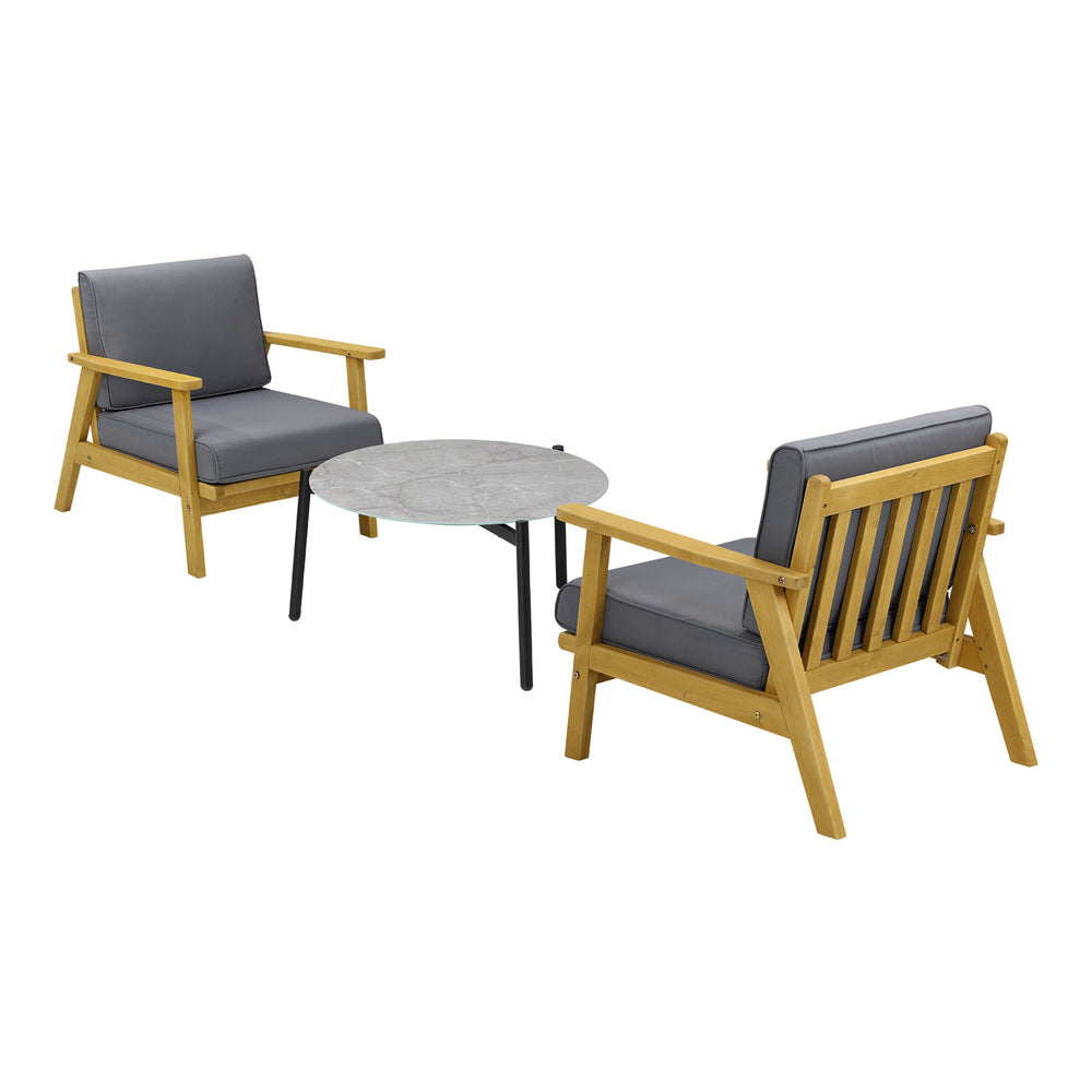 Livsip Outdoor Lounge Set 3PCS 70cm Grey Coffee Side Table-Outdoor Patio Set-PEROZ Accessories