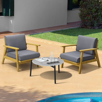 Livsip Outdoor Lounge Set 3PCS 70cm Grey Coffee Side Table-Outdoor Patio Set-PEROZ Accessories