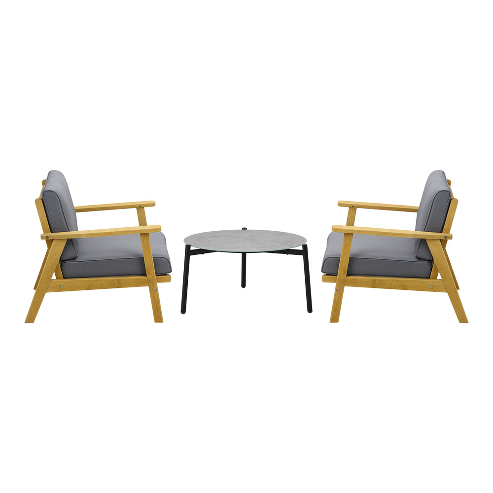 Livsip Outdoor Lounge Set 3PCS 70cm Grey Coffee Side Table-Outdoor Patio Set-PEROZ Accessories