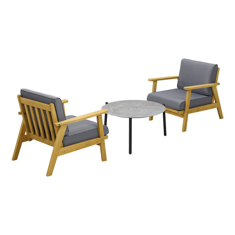 Livsip Outdoor Lounge Set 3PCS 70cm Grey Coffee Side Table-Outdoor Patio Set-PEROZ Accessories