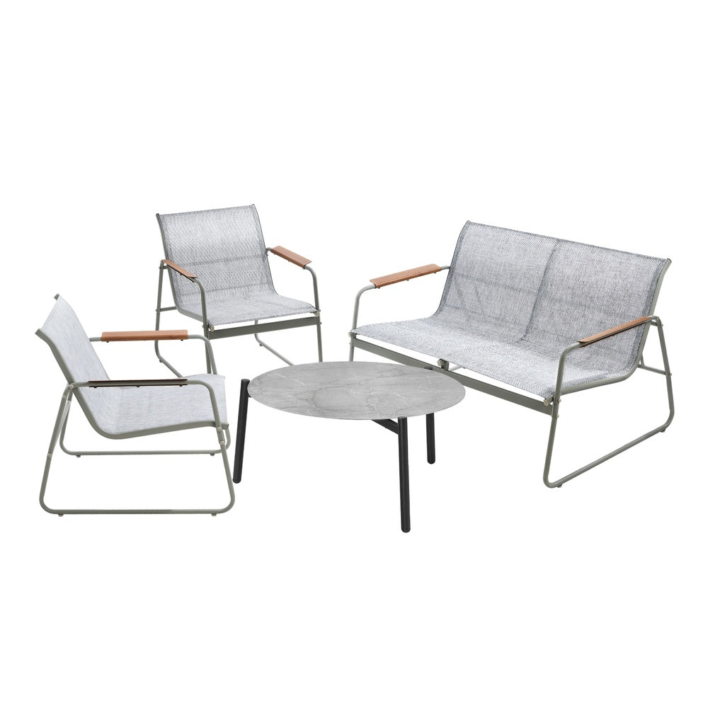 Livsip Outdoor Lounge Set 4 Seater Patio Chairs 70cm Grey Table-Outdoor Patio Set-PEROZ Accessories