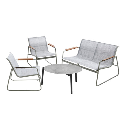 Livsip Outdoor Lounge Set 4 Seater Patio Chairs 70cm Grey Table-Outdoor Patio Set-PEROZ Accessories