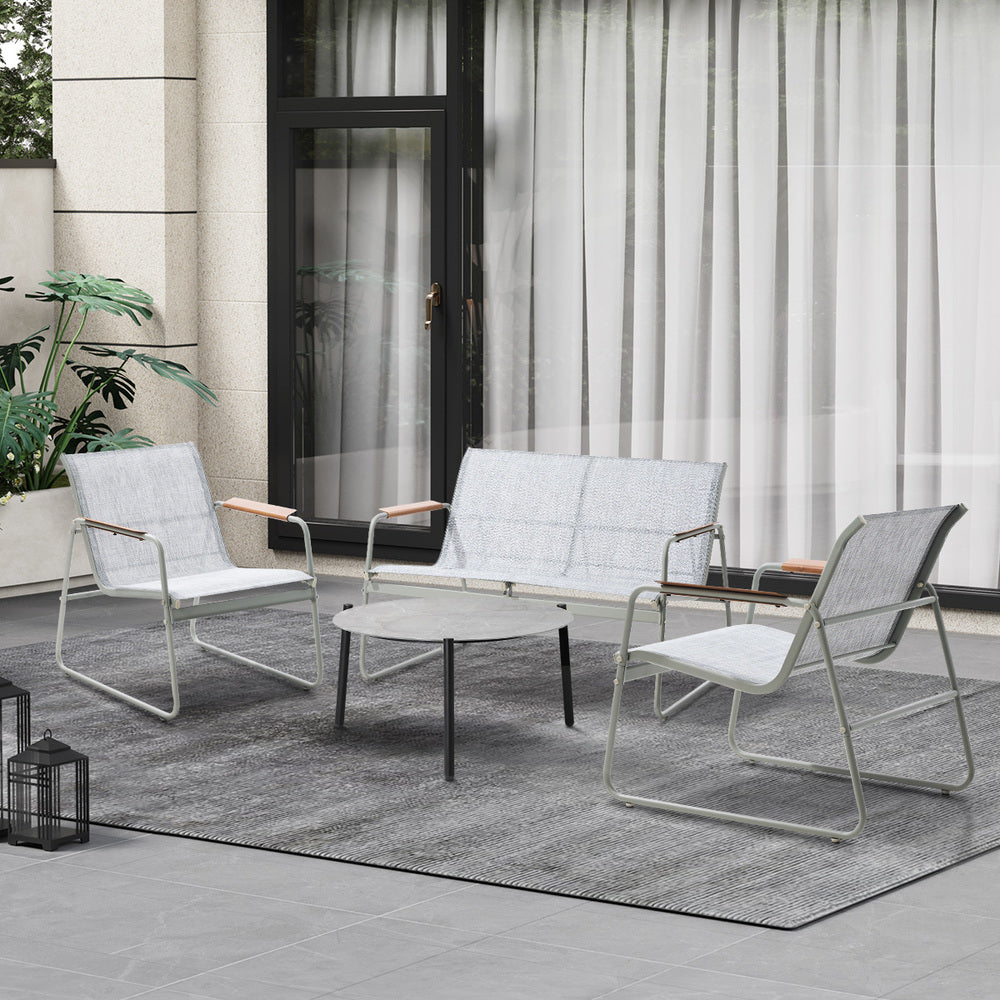 Livsip Outdoor Lounge Set 4 Seater Patio Chairs 70cm Grey Table-Outdoor Patio Set-PEROZ Accessories