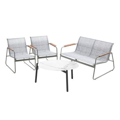 Livsip Outdoor Lounge Set 4 Seater Patio Chairs 70cm White Table-Outdoor Patio Set-PEROZ Accessories