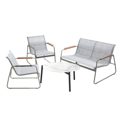Livsip Outdoor Lounge Set 4 Seater Patio Chairs 70cm White Table-Outdoor Patio Set-PEROZ Accessories