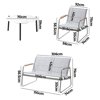Livsip Outdoor Lounge Set 4 Seater Patio Chairs 70cm White Table-Outdoor Patio Set-PEROZ Accessories