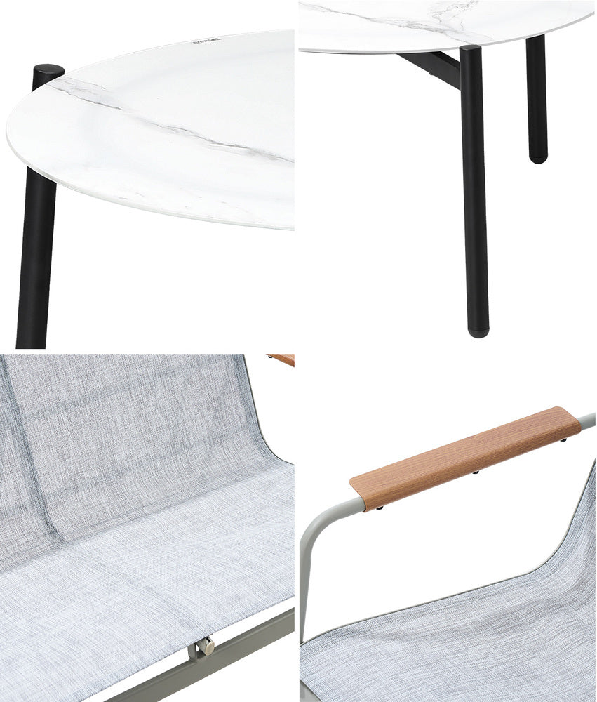 Livsip Outdoor Lounge Set 4 Seater Patio Chairs 70cm White Table-Outdoor Patio Set-PEROZ Accessories