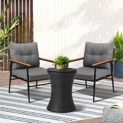 Livsip Outdoor Lounge Setting Ice Bucket Black Table 2 Seater-Outdoor Patio Set-PEROZ Accessories