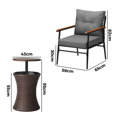 Livsip Outdoor Lounge Setting Ice Bucket Brown Table 2 Seater-Outdoor Patio Set-PEROZ Accessories