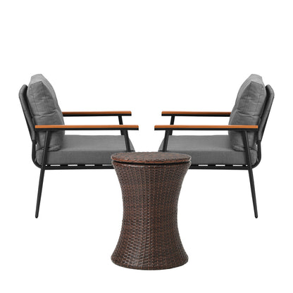 Livsip Outdoor Lounge Setting Ice Bucket Brown Table 2 Seater-Outdoor Patio Set-PEROZ Accessories