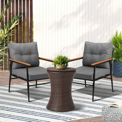 Livsip Outdoor Lounge Setting Ice Bucket Brown Table 2 Seater-Outdoor Patio Set-PEROZ Accessories