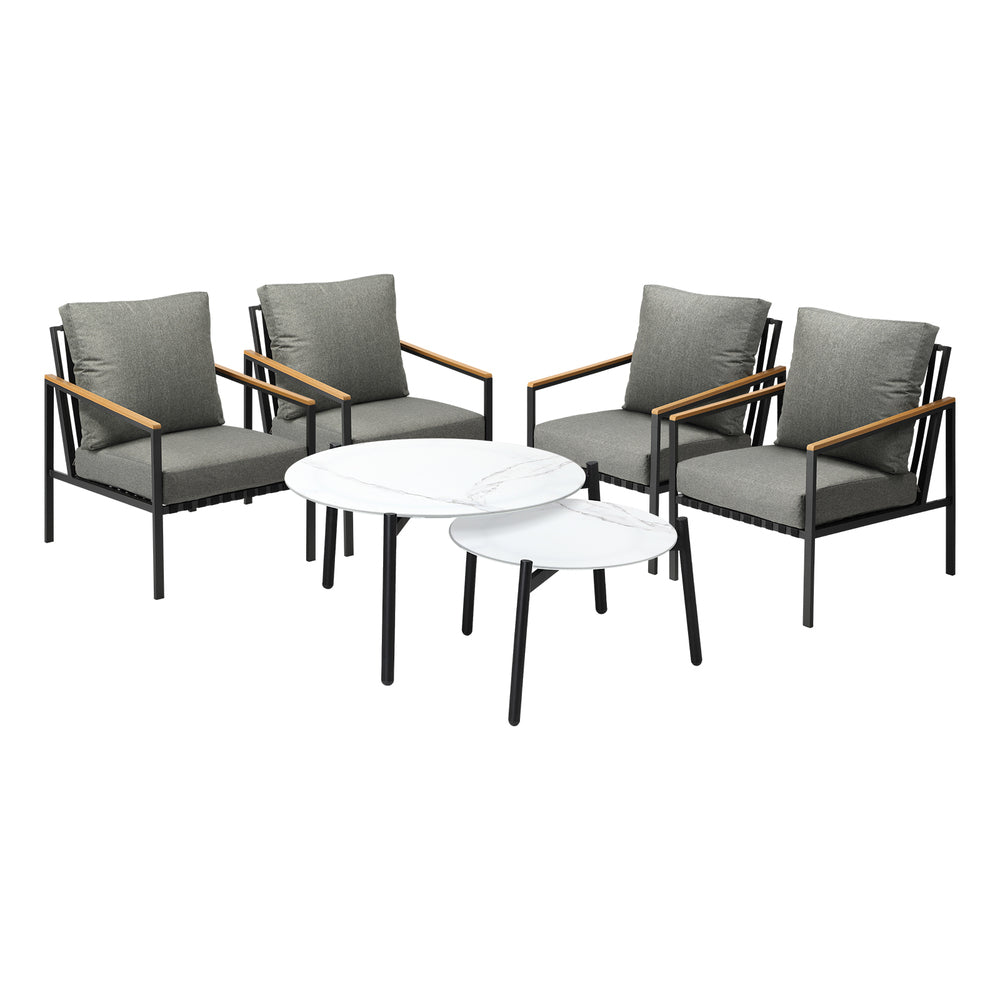 Livsip Outdoor Patio Lounge Set White 50/70cm Coffee Table Set Chairs-Outdoor Patio Set-PEROZ Accessories