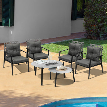 Livsip Outdoor Patio Set 2pc Grey Table Sets 4pc Rattan Black Chairs-Outdoor Patio Set-PEROZ Accessories