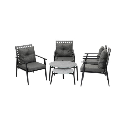 Livsip Outdoor Patio Set 2pc Grey Table Sets 4pc Rattan Black Chairs-Outdoor Patio Set-PEROZ Accessories