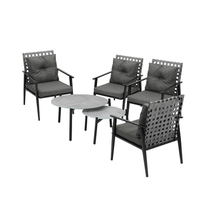 Livsip Outdoor Patio Set 2pc Grey Table Sets 4pc Rattan Black Chairs-Outdoor Patio Set-PEROZ Accessories